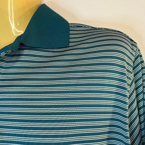 Chase Edward Golf Men's Teal Blue Striped Polo Shirt - Size Small - NWT - Picture 2 of 4